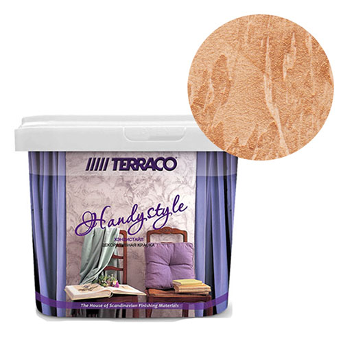 Полупрозрачная перламутровая краска Terraco HandyStyle HS-1009, тонирующее лессирующее покрытие для декоративной штукатурки, ведро 1 кг