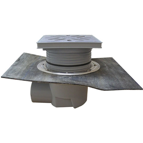 HL615HSW Трап ПП PERFEKT с гориз. выпуском, решёткой из нерж. стали, гидрозатвором и полимербитумным полотном DN110