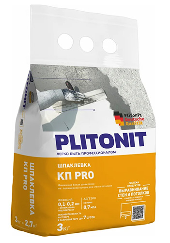 Финишная шпаклевка на полимерной основе для стен и потолков PLITONIT КП pro, 3 кг