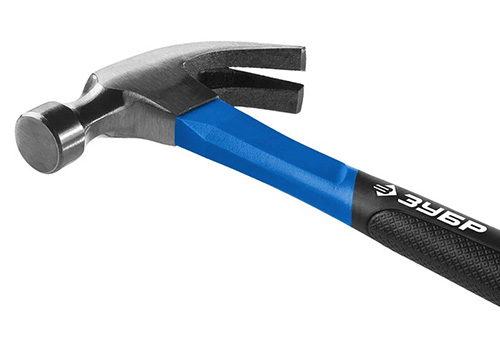 Молоток- гвоздодер  фиберглассовая  рукоятка, 450 гр., Зубр