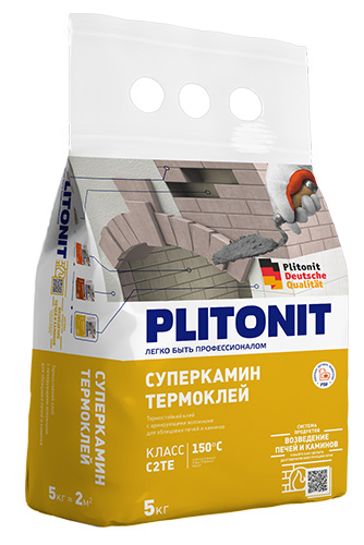 Термостойкий клей для облицовки печей и каминов PLITONIT СуперКамин ТермоКлей, 5 кг