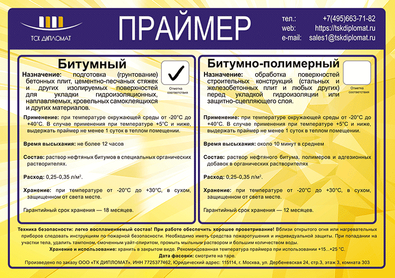 Праймер Битумный 20 л, ведро, ТСК Дипломат