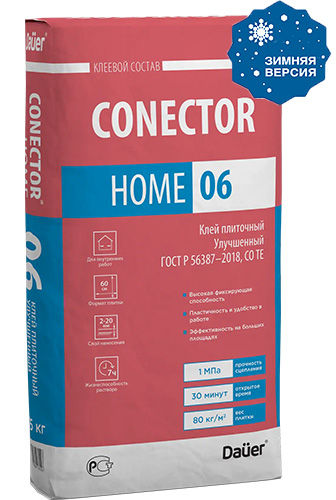 Conector Home 06 Зима, 40 кг, Клей плиточный Улучшенный C0 TE, Dauer, мешок