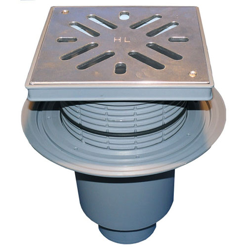 HL616SW/5 Трап ПП PERFEKT с верт. выпуском, решёткой из нерж. стали и гидрозатвором DN160