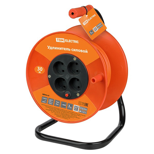 Удлинитель на катушке 4 гнезда 2х0,75, 30 м