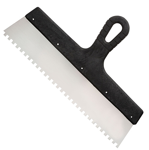 Шпатель из нержавеющей стали 350 мм, зуб 6х6 мм, пластмассовая ручка