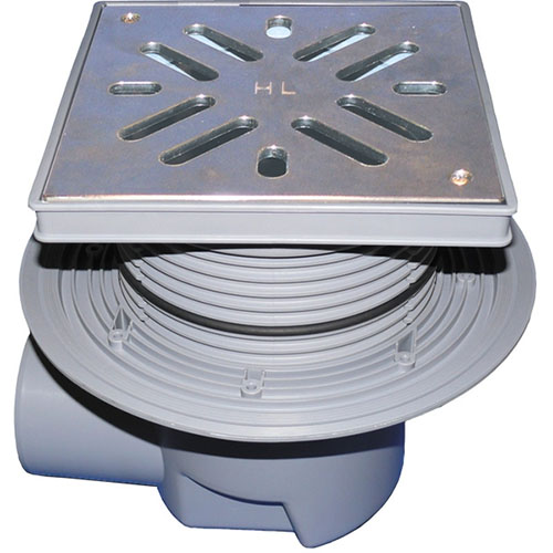 HL615SW Трап ПП PERFEKT с гориз. выпуском, решёткой из нерж. стали и гидрозатвором DN110