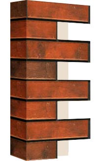 Правый откос фасадной термопанели Аляска Retro brick chili, 40 мм