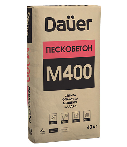 Dauer Сухая смесь М-400 Пескобетон высокопрочный армированный, 40 кг
