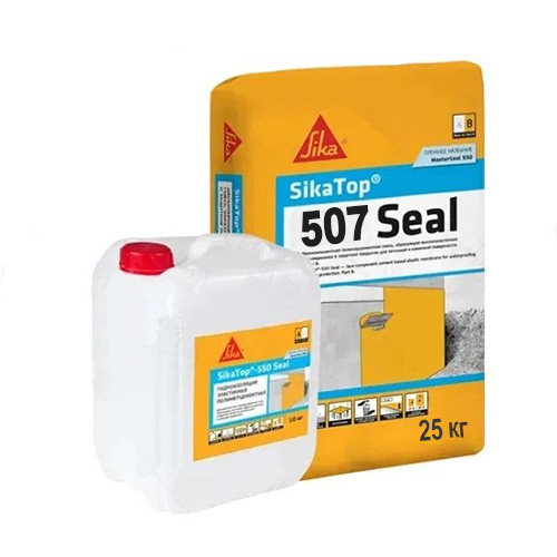 Двухкомпонентная жестко-эластичнавя цеметно-полимерная гидроизоляция SikaTop®-507 Seal  компонент В, 25 кг