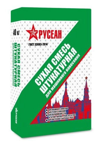 Штукатурная сухая смесь для машинного нанесения, Русеан, 40 кг