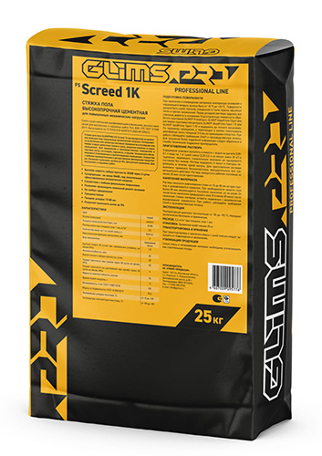 Стяжка цементная высокопрочная GLIMS PRO FS Screed 1K, 25 кг