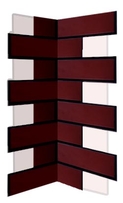 Внутренний угловой элемент фасадной термопанели Аляска Burgund glatt, 60 мм