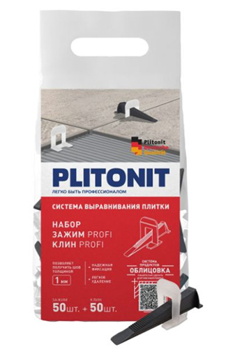 Набор клин + зажим 1 мм PLITONIT SVP-PROFI, 50 + 50 шт.