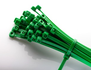 Стяжка пластиковая зелёная 4х200 мм (хомут), 100 штук