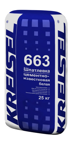 Белая цементно-известковая шпатлевка для внутренних и наружных работ KREISEL WEISSE ZEMENTGLATTE 663, 25 кг