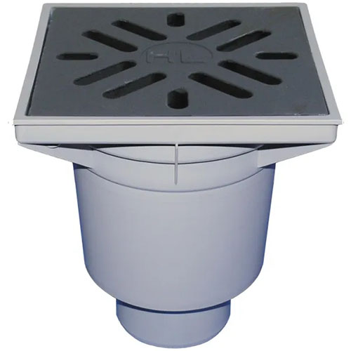 HL606W/5 Трап ПП PERFEKT с верт. выпуском, решёткой из чугуна с гидрозатвором DN160