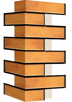 Внешний угловой элемент фасадной термопанели Аляска Retro brick curry, 60 мм