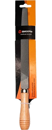 Напильник плоский деревянная рукоятка 73/6/4/1, 200 мм, Вихрь