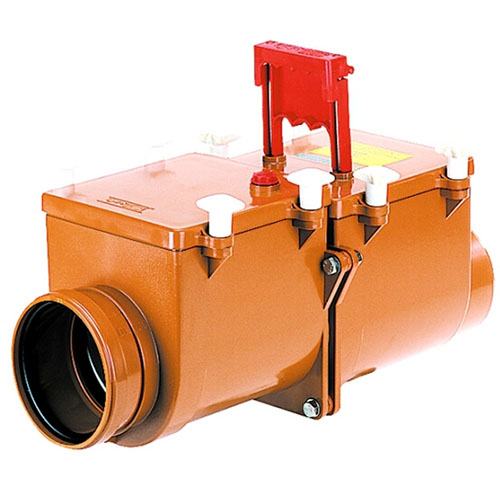 HL710.2 Канализационный 2-х камерный затвор с ручной фиксацией одной заслонки в закрытом положении DN110