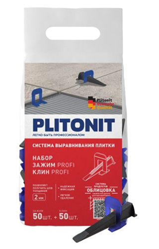Набор клин + зажим 2 мм PLITONIT SVP-PROFI, 50 + 50 шт.