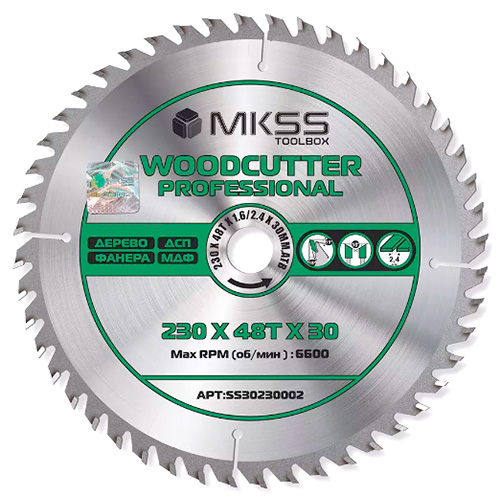 Диск пильный по дереву 230х48Тх30 мм, МКСС