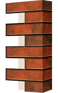 Левый откос фасадной термопанели Аляска Retro brick chili, 60 мм