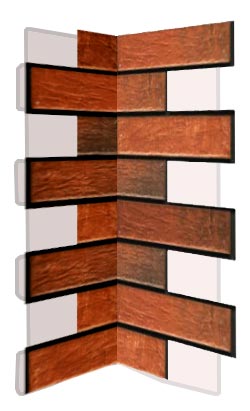 Внутренний угловой элемент фасадной термопанели Аляска Loft brick chili, 60 мм