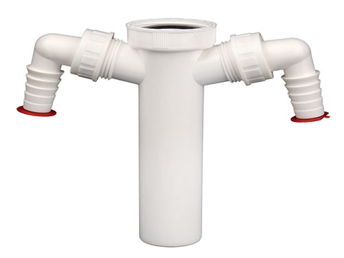 Патрубок HL13-2/40 DN40х6/4" с 2-мя подсоединениеми для посудомоечной или стиральной машины