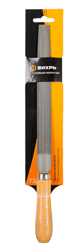 Напильник полукруглый, деревянная рукоятка 73/6/4/2, 200 мм, Вихрь