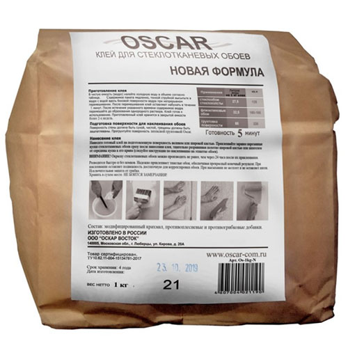 Клей "Oscar" для стеклообоев, строительная фасовка, мешок, 1 кг