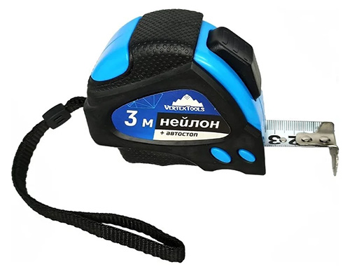 Рулетка нейлон 3х19 мм + автостоп, Vertextools