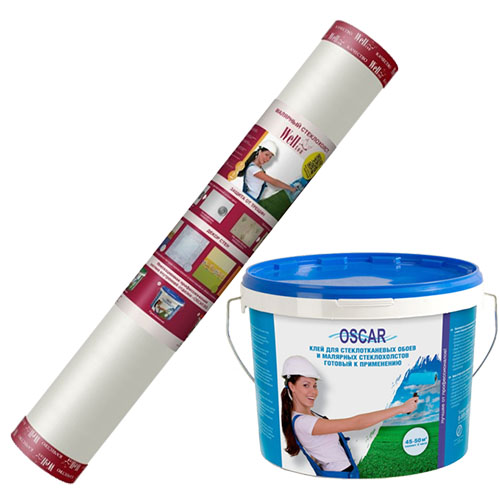 Комплект малярный стеклохолст Wellton-light + клей Oscar 10 кг