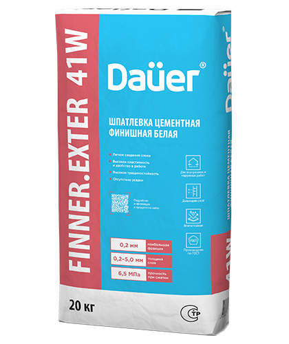 Шпатлевка цементная финишная белая FINNER® EXTER 41 W, мешок 20 кг