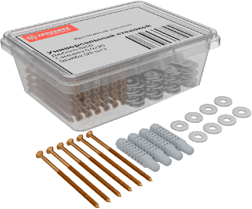 Крепежный элемент IZG Универсальный стеновой Дюбель 8х50/ Саморез 5х90 / Шайба (25 шт.), Izogertz