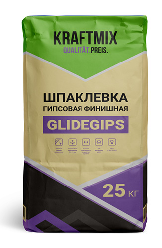 Гипсовая шпатлевка финишная Glidegips, 25 кг, Крафтмикс