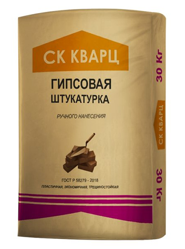 Штукатурка гипсовая серая РН, СК Кварц, мешок, 30 кг
