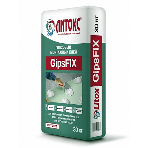 Гипсовый монтажный клей GipsFix, Литокс, 30 кг