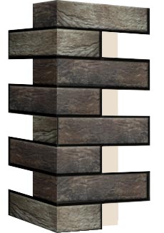 Внешний угловой элемент фасадной термопанели Аляска Loft brick peper, 60 мм