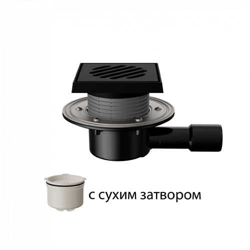 T 510.1 PDsG Трап горизонтальный регулируемый серии 510 с чугунной решеткой с чугунным подрамником, с сухим затвором, с фланцем