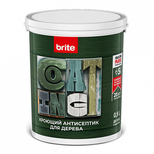 Антисептик BRITE FLEXX для дерева кроющий база С, банка 0,9 л