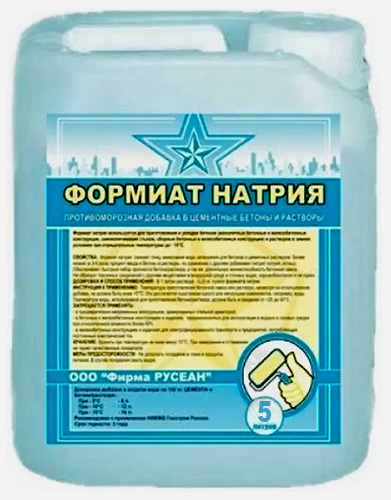 Формиат натрия (противоморозная добавка) канистра, Русеан, 5 л