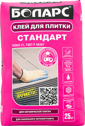 Клей для плитки Стандарт БОЛАРС, 5 кг