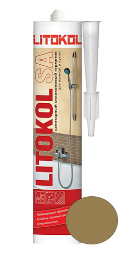 Герметик санитарный, силиконовый LITOKOL SA, серо-коричневый, 310 мл