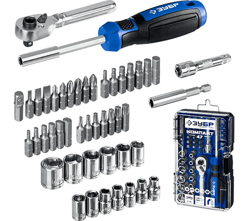 Отвертка-битодержатель с насадками (25283-H47), 47 предметов, ЗУБР Компакт