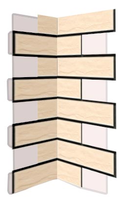 Внутренний угловой элемент фасадной термопанели Аляска Krem rustik, 60 мм