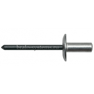 Заклепка Bralo вытяжная алюминий/сталь широкий бортик закрытая, 4.8х18х14 мм, 01120004818