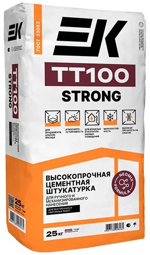 Штукатурка цементная машинного и ручного нанесения ЕК TT100 Strong, 25 кг мешок ЕК Кемикал