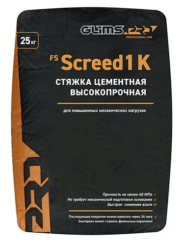 GLIMS FS Screed 1K, высокопрочная  самовыравнивающаяся стяжка, мешок, 25 кг