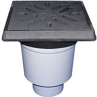 HL606.1W/1 Трап ПП PERFEKT с верт. выпуском, решёткой и подрамником из чугуна с гидрозатвором DN110